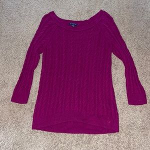 American Eagle 3/4 Sleeve Cable Knit Sweater Berry Size Medium